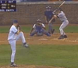 Brad Ausmus taking a wild hack at a low-and-outside slider